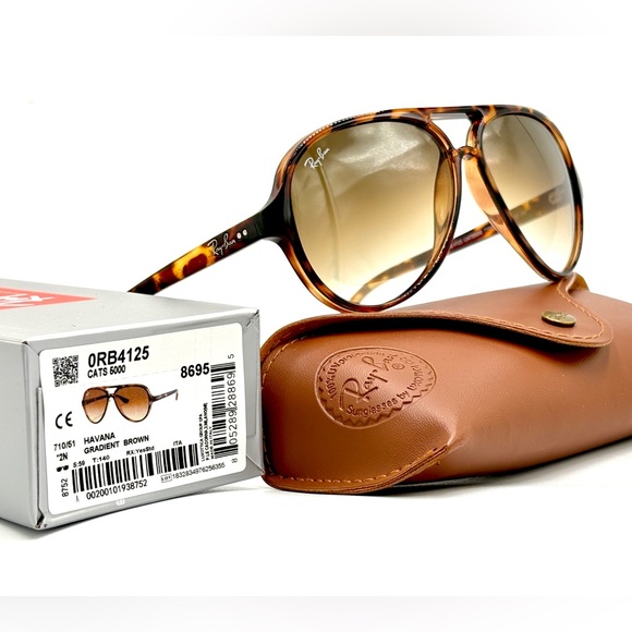 Ray-Ban Cat 5000 Aviator RB4125 Havana Gradient Brown 710/51 59-13-140 - Picture 3 of 14
